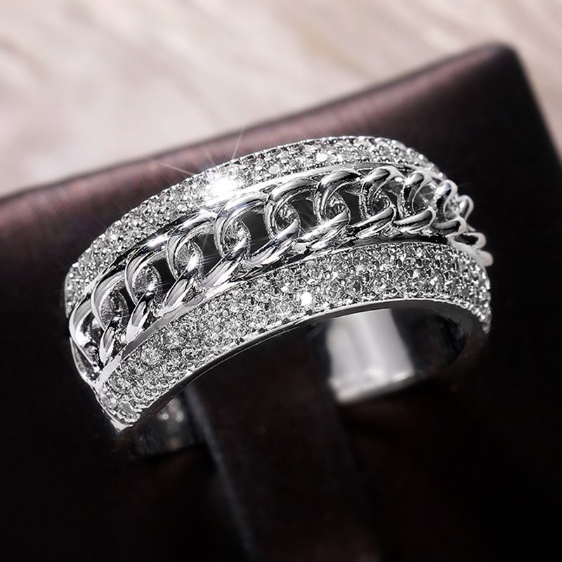 New Hand Decor Hip Hop Style Micro Inlaid Zircon Cuban Chain Trendy Men's And Women's Ring F917_ipsvogv.com