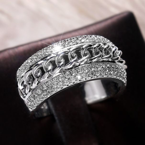 New Hand Decor Hip Hop Style Micro Inlaid Zircon Cuban Chain Trendy Men's And Women's Ring F917_ipsvogv.com