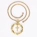 New Round Thorn Hollow Inlaid Rhinestone Virgin Cross Pendant Necklace Hip Hop_ipsvogv.com
