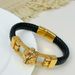 Fashion Stainless Steel Animal Series Creative Lion Head Leather Woven Bracelet Men's Jewelry_ipsvogv.com