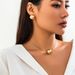Punk Style Snake Bone Chain Collarbone For Women, Fashionable And Simple Geometric Spherical Necklace Set_ipsvogv.com