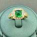 New Natural Colombian Cultivated Emerald Sugar Tower Ring, Women's Cuban Watch Chain Design, Colorful Gemstone Green_ipsvogv.com