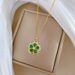 Steel 【 Titanium 】 Five Leaf Flower Green Light Luxury Temperament Gorgeous Full Diamond Necklace Women's Versatile 【 】_ipsvogv.com