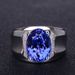 Trendy Men's New Fashion Inlaid Silver Natural Colored Blue Stone Tanzanite Ring_ipsvogv.com