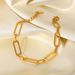 Exquisite Stainless Steel Rectangular Gold PVD Electroplated Hand Cut Chain Bracelet, Jewelry For Women_ipsvogv.com