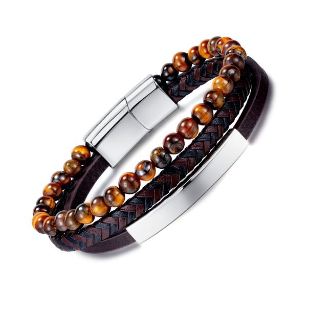 Men's Jewelry Street Tiger's Eye Beaded Stone Bracelet Personalized Retro Multi-layer Woven Leather Bracelet_ipsvogv.com