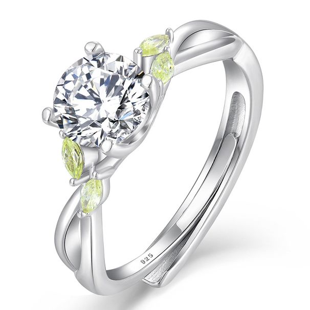 Fashion light luxury open ring female simple ring S925 sterling silver diamond ring jewelry silver jewelry_ipsvogv.com