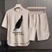Men's Clothing 2024 Waffle Casual Summer Suit Men's Loose Teen Short sleeved T shirt Shorts Handsome Two piece Suit_ipsvogv.com