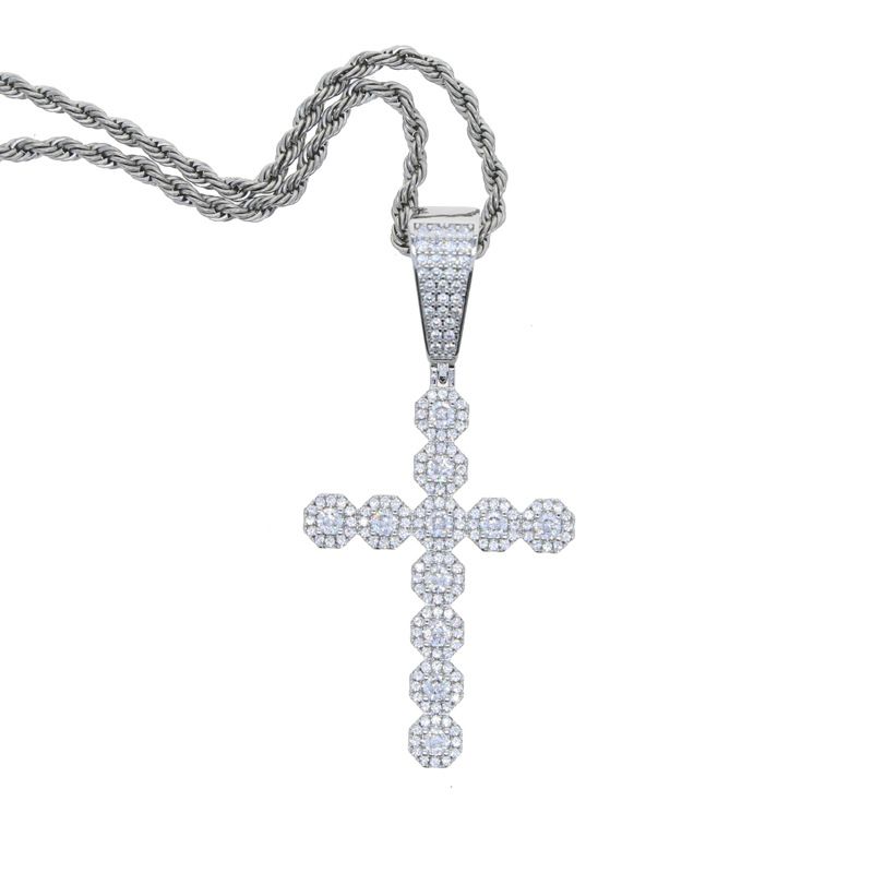 Men's Jewelry Cross Hip Hop New Cross Zircon Pendant Fashion Trend Diamond Studded Full Diamond Necklace_ipsvogv.com