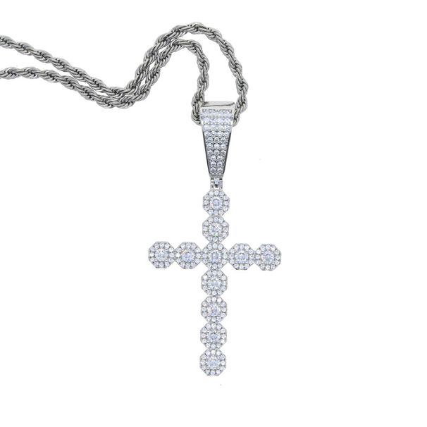 Men's Jewelry Cross Hip Hop New Cross Zircon Pendant Fashion Trend Diamond Studded Full Diamond Necklace_ipsvogv.com