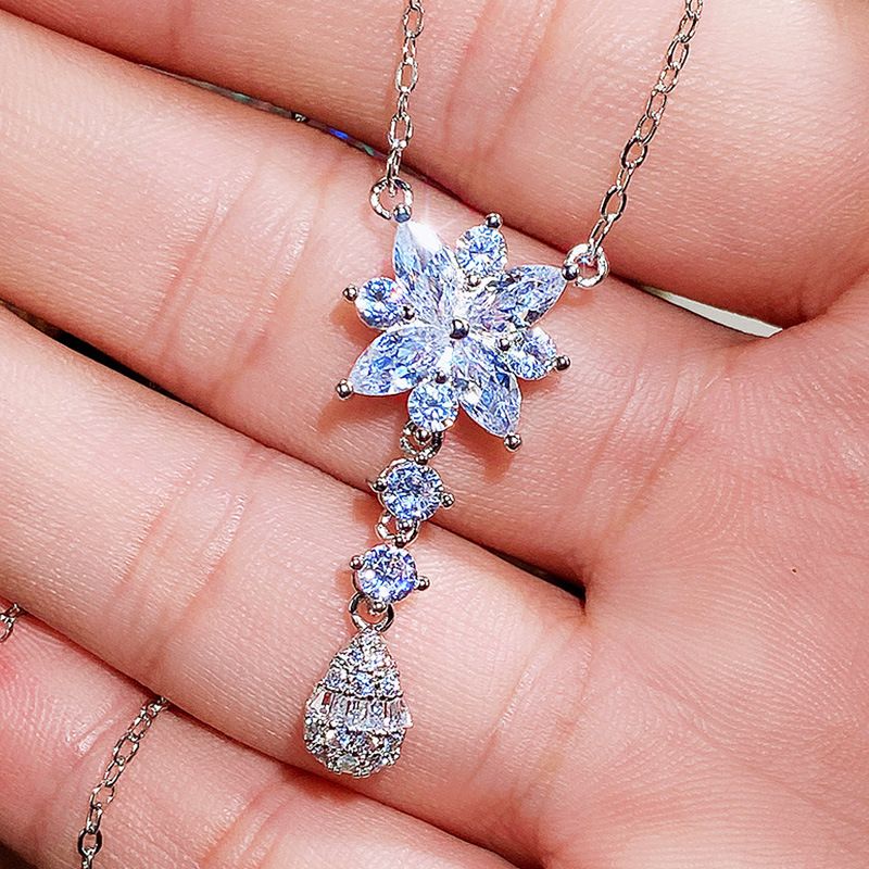 Cao Shi Bridal Jewelry Of Three Pieces, Super Sparkling Flower Droplets, Zircon Jewelry, Korean Version, Women's_ipsvogv.com