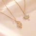 Japanese Korean Ins Wind Leaf Titanium Steel Necklace For Women With Micro Inlaid Gold Branches Jade Leaves Pendant,_ipsvogv.com