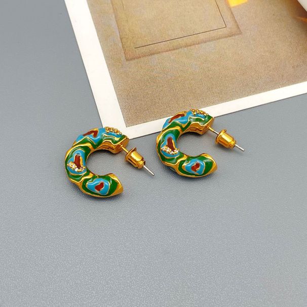 Compact C-shaped enamel glazed light luxury temperament, exquisite high-end personality, fashionable earrings, ear_ipsvogv.com