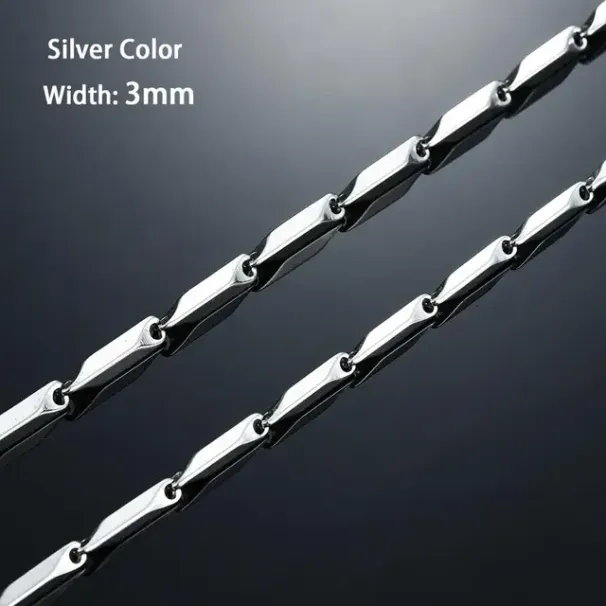 Hot Sales 2.5mm/3mm Stainless Steel Bar Link Bamboo Chain High Quality Gold/Sier Color Necklace Choker for Women Men Jewelry_ipsvogv.com