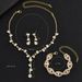 2024 Jewelry Full Diamond Women's Wedding Accessories Necklace Earrings Bracelet Three-Piece Bride Set_ipsvogv.com