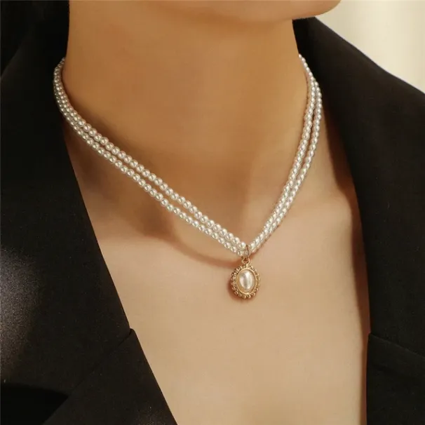 2025 New Arrivals Layered Pearl Colar Thick Chains with Pendant for Women Fashion Choker Necklace on Neck 2024 Jewelry_ipsvogv.com
