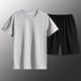 Men's Clothing Ice silk sports suit two piece summer new men's casual suit brand quick drying basketball running suit men's clothing_ipsvogv.com