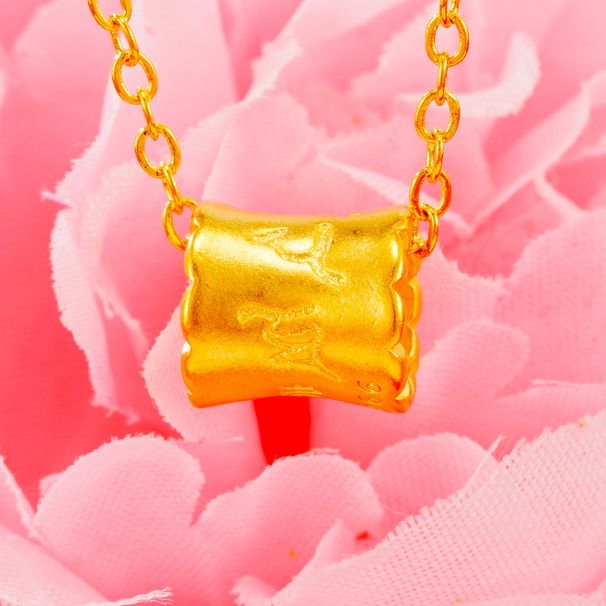 Light Luxury Small Waist Collarbone Chain Women's Fashion 3D Hard Sand Gold Six Character Mantra Necklace_ipsvogv.com