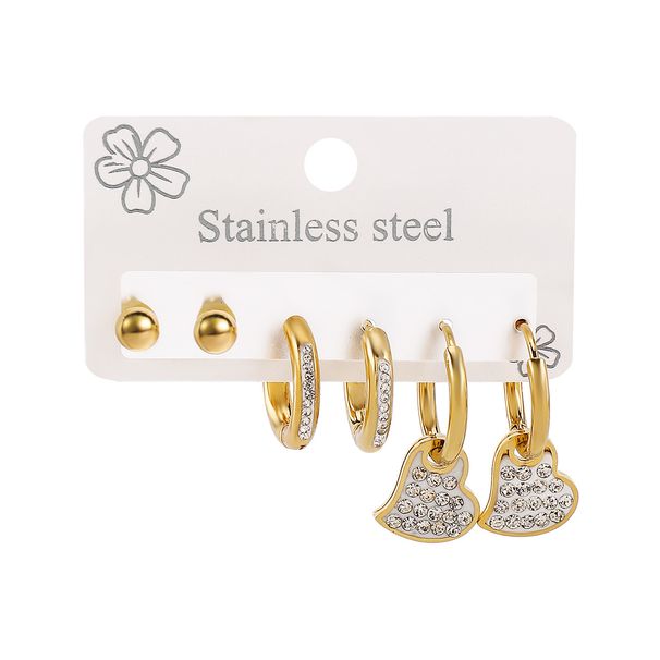 ZE0827 minimalist design stainless diamond studded geometric titanium steel earrings set for women_ipsvogv.com