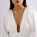 jewelry French retro Y shaped beaded necklace Temperament long pearl tassel necklace for women_ipsvogv.com
