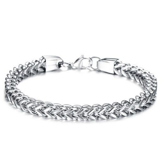 Stainless Steel Fashion Hip-Hop Double Row Front And Back Chain Men's Personality Punk Braided Bracelet Jewelry_ipsvogv.com