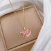 Hollow 【 】 Pink Love Light Luxury Charm Gorgeous Full Diamond Necklace Women's Versatile Clavicle Chain Titanium Steel 【 】_ipsvogv.com