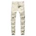 Men's Clothing street BIKER JEANS trendy brand locomotive men and women personality wrinkled slim feet pants elastic jeans_ipsvogv.com