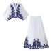 Women's ClothingFashion Contrast Embroidered Shirt + Skirt Set Women_ipsvogv.com