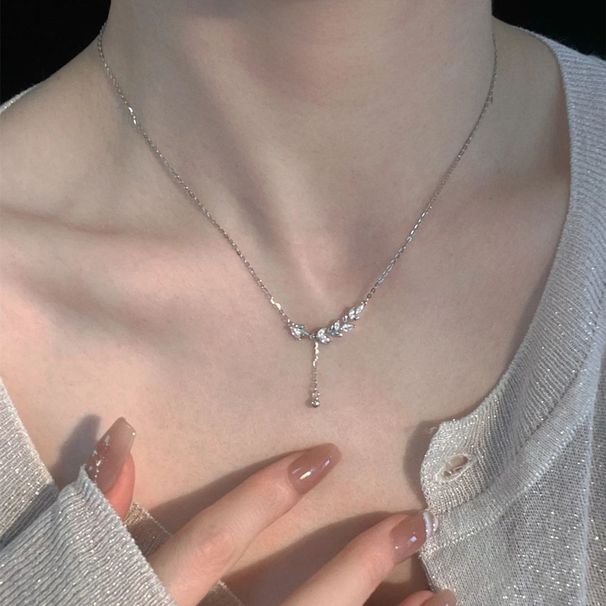 S Pure Silver Safety Necklace For Women, Niche Design, Exquisite And Versatile Temperament, Wheat Tassel Collarbone_ipsvogv.com
