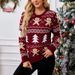 Women's Clothing new gingerbread man jacquard long sleeved sweater pullover casual top Christmas sweater_ipsvogv.com
