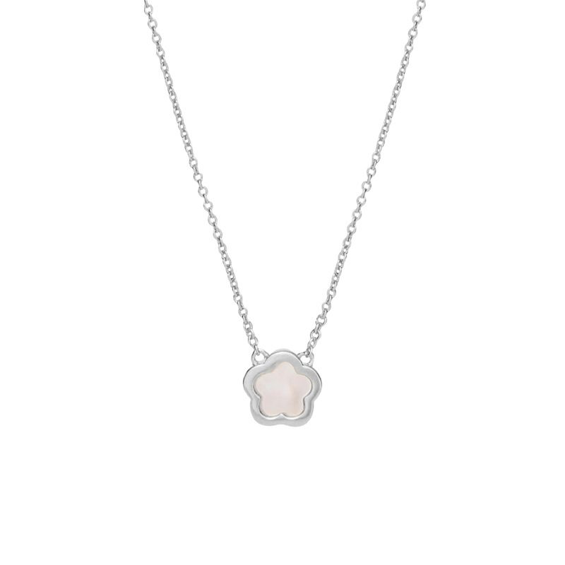 Women's Jewelry White Mother Of Pearl Flower Necklace Light Luxury High End Design Fashionable All Match Four Leaf Clover Clavicle Necklace_ipsvogv.com