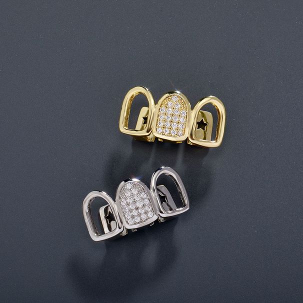 HIPHOP Zircon Bracelet Hollow Out Mixed Splicing Tooth Grillz Hip Hop Teeth Decoration Gold Australia_ipsvogv.com