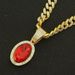 Hot selling red oval pendant with large buckle Cuban chain necklace for men's hip-hop and street dance accessories_ipsvogv.com