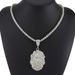 Diamond Studded 3D Lion Head Pendant, Single Row Diamond Tennis Necklace, Hip-hop Rapper Trampoline Collarbone Chain,_ipsvogv.com