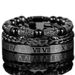 Men's Black Double Leopard Head Braided Stainless Steel Roman Numeral Bracelet Set Style_ipsvogv.com