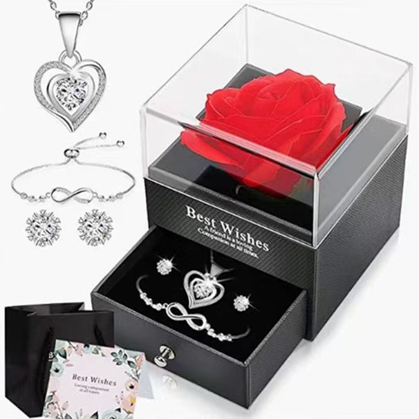 Women’s Jewelry Set Fashion hot selling jewelry 8 shaped bracelet sterling silver ocean heart necklace female earring combination set_ipsvogv.com