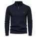 Man's clothing Stand collar men's sweater half zip solid color sweater quality men's wear_ipsvogv.com