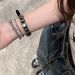 Dark Punk Y2K Pentagram Leather Bracelet For Women Ins Sweet Cool Cuban Style Layered Beaded Accessories_ipsvogv.com