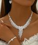 2025 New Hollow Leaf Necklace Earrings Bracelet Ring Four-Piece Set Bridal Wedding Rhinestone Accessories_ipsvogv.com