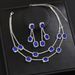 Square Double Layer Necklace Tassel Earrings Light Luxury Wedding Two-Piece Set Multicolor_ipsvogv.com