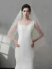Hair Jewelry V118 1T Pearls Bridal Fingertip Scalloped Edge Rhinestones Crystal Wedding Veil With Comb Short Elegant_ipsvogv.com