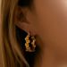 French retro flower creative earrings, design sense gold big circle personality exaggerated earrings copper plated with K real gold_ipsvogv.com