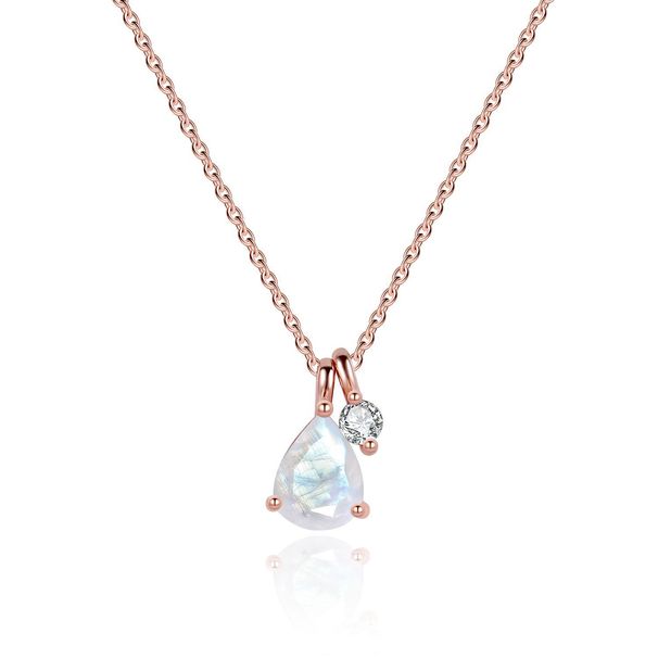 Japanese And Korean Natural Cream Blue Moonstone Pendant S925 Sterling Silver Inlaid Gemstone Ins Style Necklace Rose Gold_ipsvogv.com