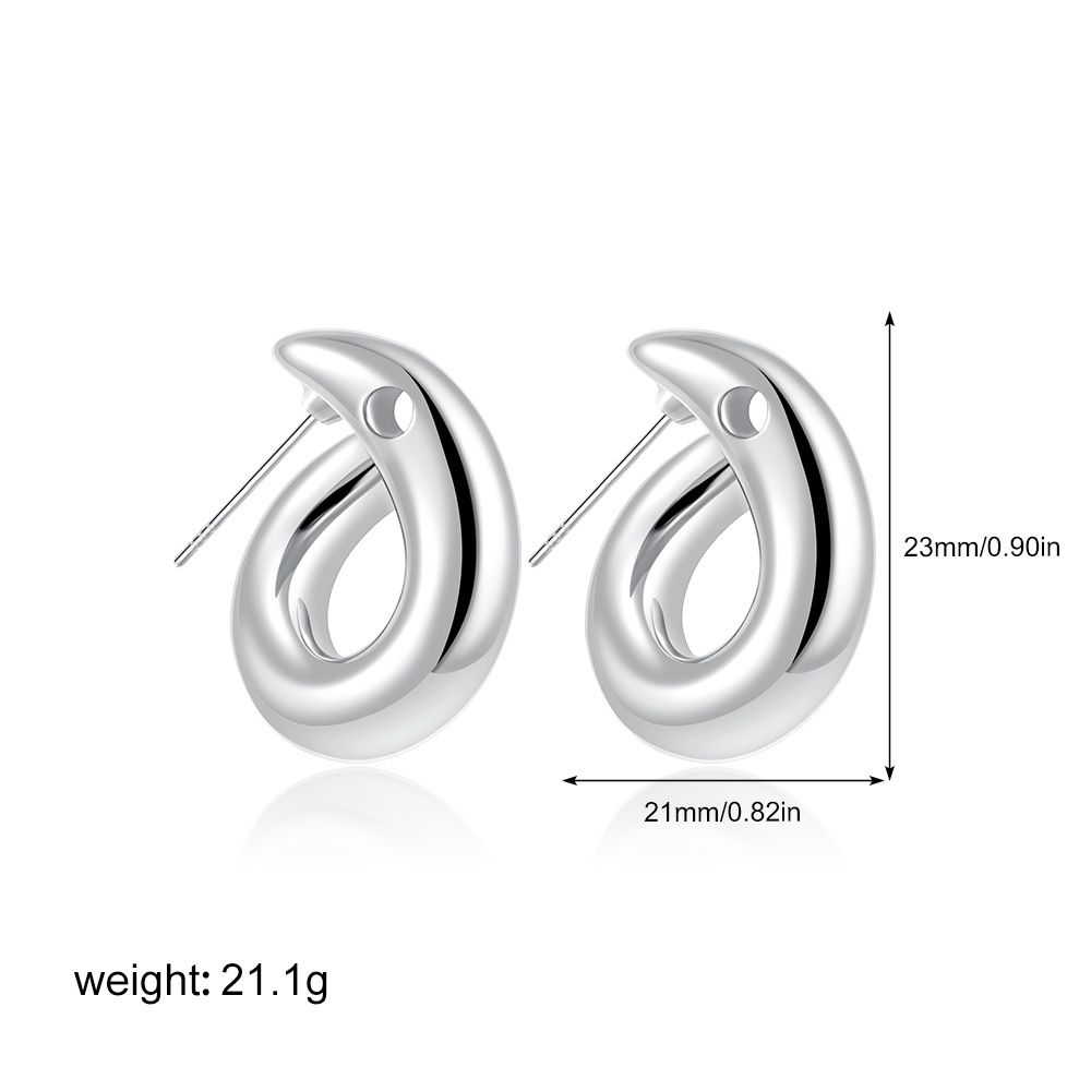 Unisex High End Irregular Earrings Real Gold Earrings Glossy Metal Earrings Light Luxury Style Twist Earrings_ipsvogv.com