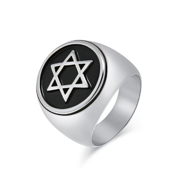 Retro six pointed star titanium steel ring men's personality niche Solomon seal ring high end_ipsvogv.com