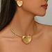 Women’s Jewelry Set Fashion Sweet And Fresh Ladies' Heart Necklace Earrings Niche Geometric Round Collar Design Clavicle Chain Versatile Earrings_ipsvogv.com