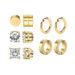 Stainless Steel Round Non Pierced Ear Clips Zircon Ear Studs Combination Set Trendy Men's Non Pierced Ear Magnet Earrings_ipsvogv.com