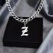 Titanium steel personality Cuban double layer 26 letter necklace men and women trend hip hop niche sweater chain pendant jewelry_ipsvogv.com