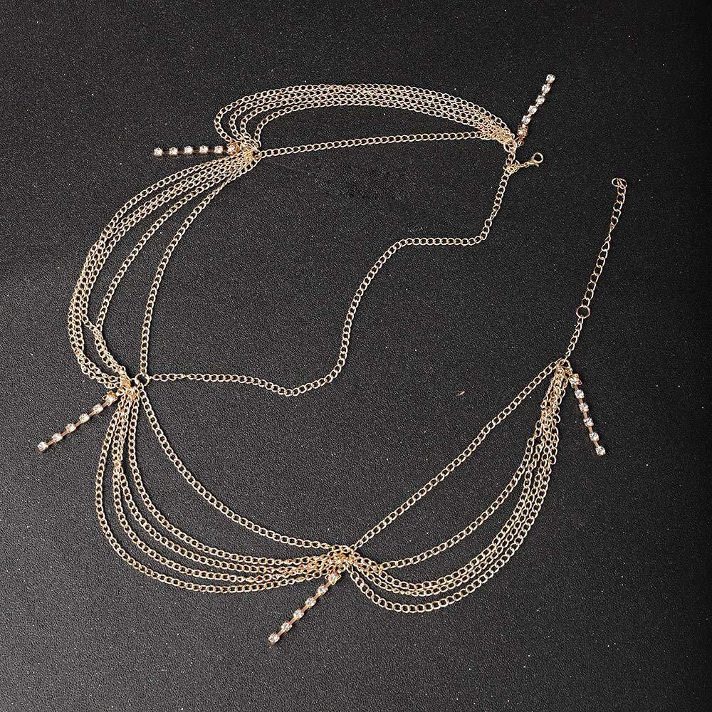 Multi layer rhinestone chain tassel bridal hair accessories headdress head chain female Hair accessories_ipsvogv.com