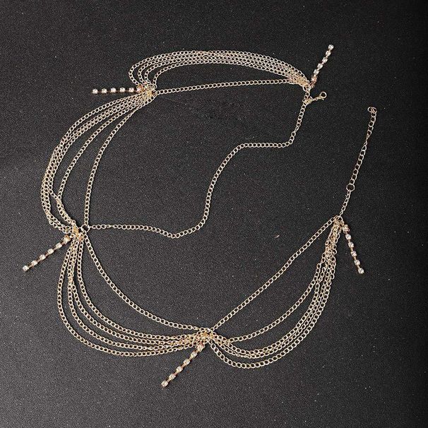 Multi layer rhinestone chain tassel bridal hair accessories headdress head chain female Hair accessories_ipsvogv.com